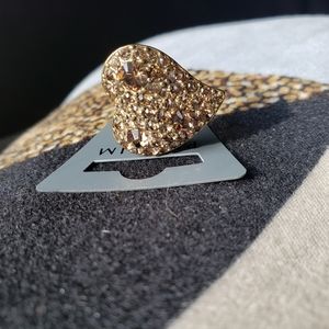 Pilgrim Chocolate Crystal Gem Heart Shaped Ring